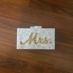 “MRS.” Gold and white clutch worn once!